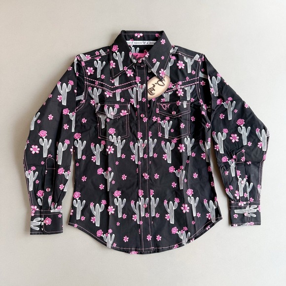 Cowgirl Hardware Other - Cowgirl Hardware Girls Small 6 Desert Rose Western Snap Shirt Cactus Floral NWT